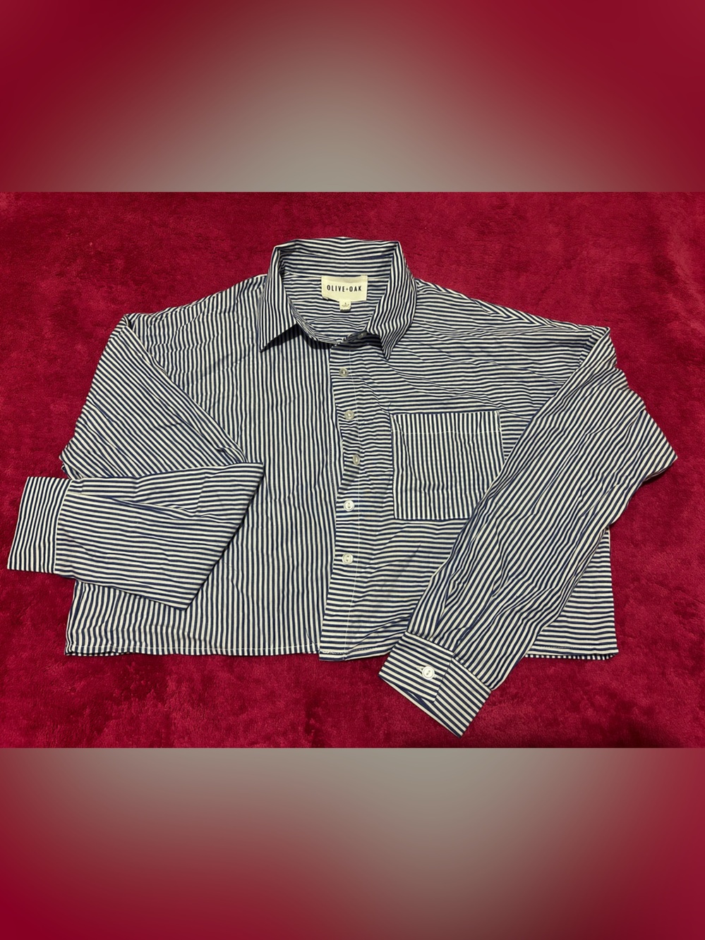 Olive + Oak Navy and White Striped Women’s Button-Up Shirt